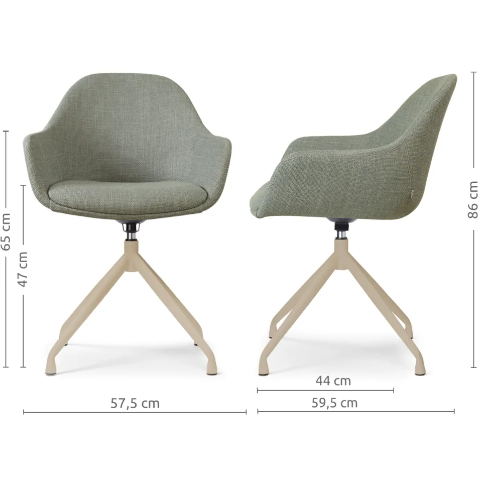 Nolon Nola-Mae draaibare eetkamerstoel saliegroen - beige onderstel, foto 2