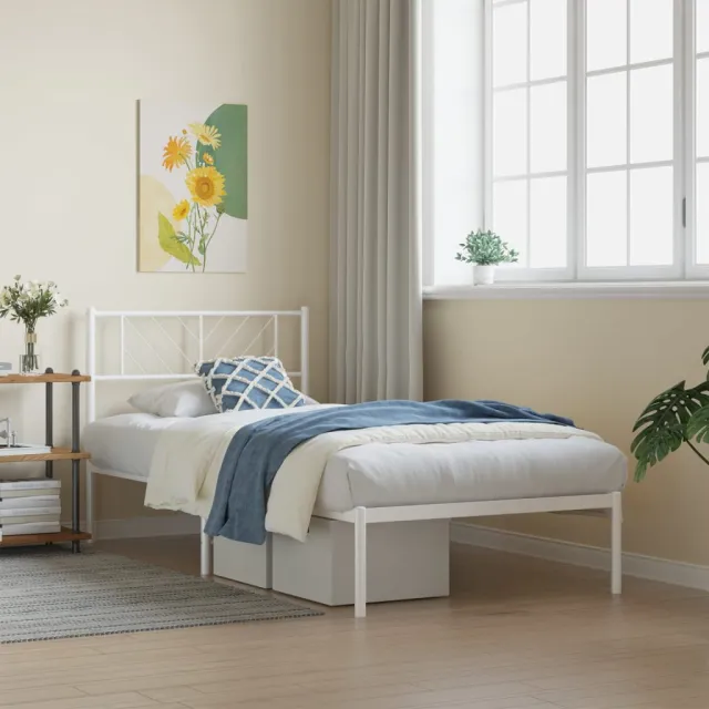vidaXL Bedframe met hoofdbord metaal wit 80x200 cm
