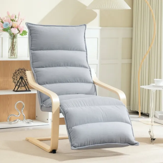 CHICFURN Relaxfauteuil - Verstelbare voetensteun - Schommelstoel - Lichtgrijs