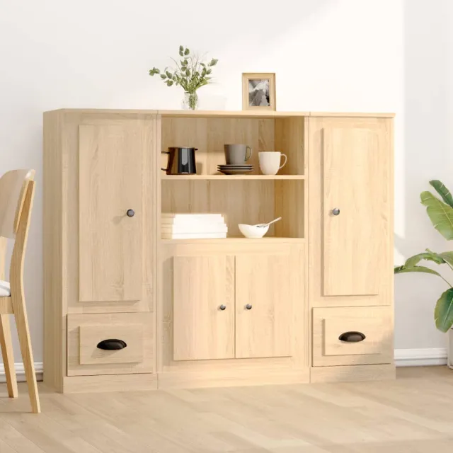 vidaXL Hoge kasten 3 st bewerkt hout sonoma eikenkleurig, foto 2