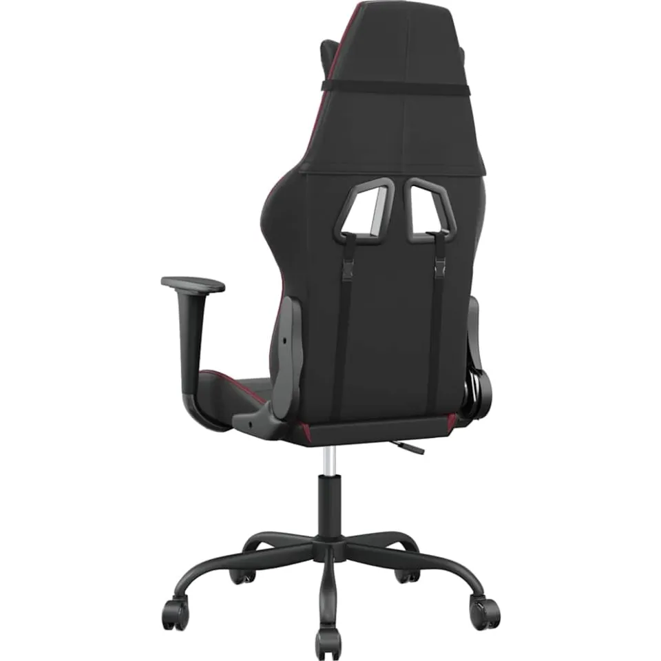 vidaXL Massage gamestoel kunstleer zwart en wijnrood, foto 4