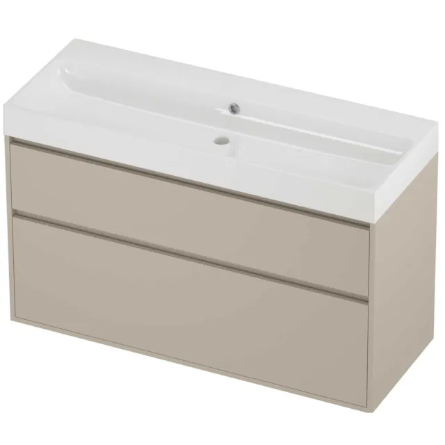 Proline Podium Badmeubelset Polystone Loft 120x46x75 cm Glans Wit Soft Linen Beige