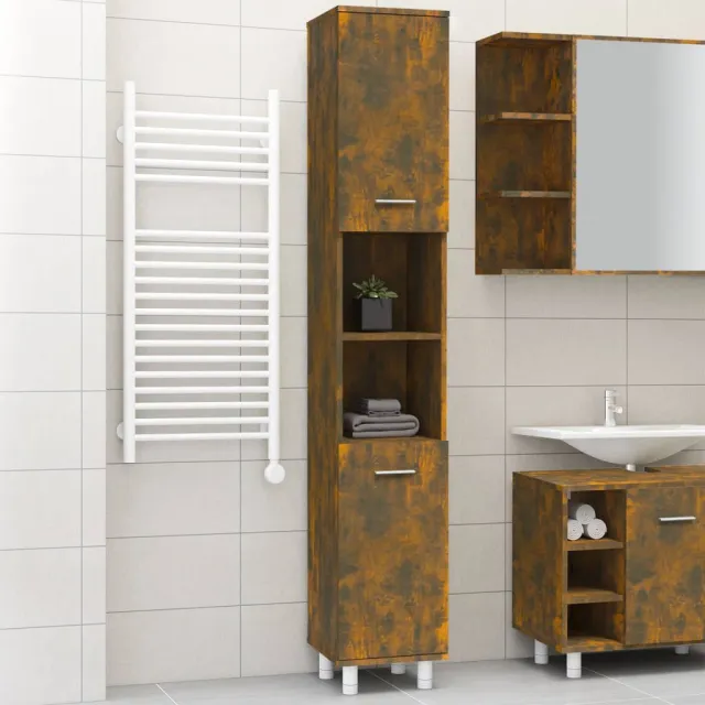 vidaXL Badkamerkast 30x30x179 cm bewerkt hout gerookt eikenkleurig Bruin