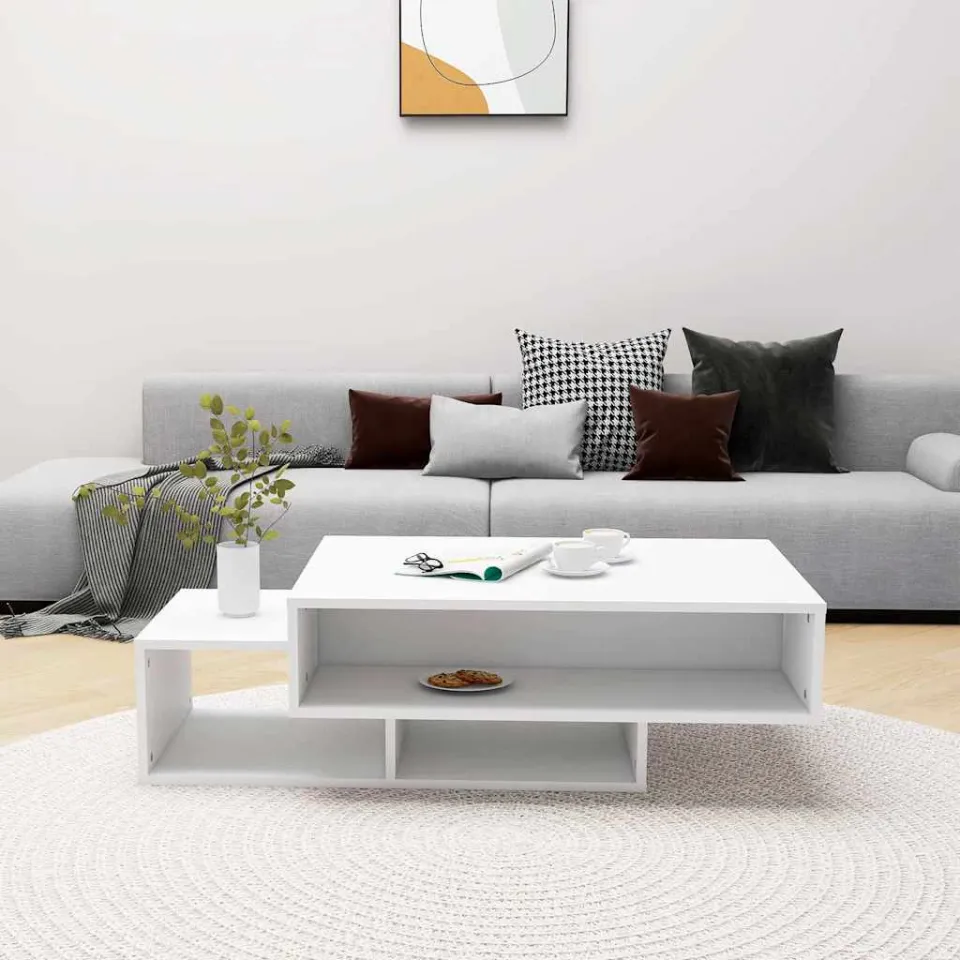 vidaXL Salontafel 105x55x32 cm bewerkt hout wit, foto 2