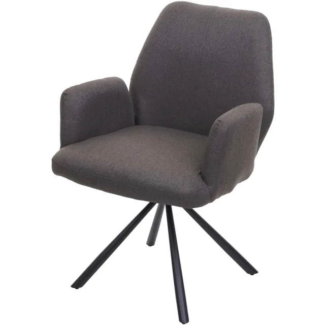 MCW Eetkamerstoel MCW-H71, keukenstoel, stoel met rugleuning, draaibaar, automatische positie-instelling, stof/textiel, staal ~ grijs-bruin