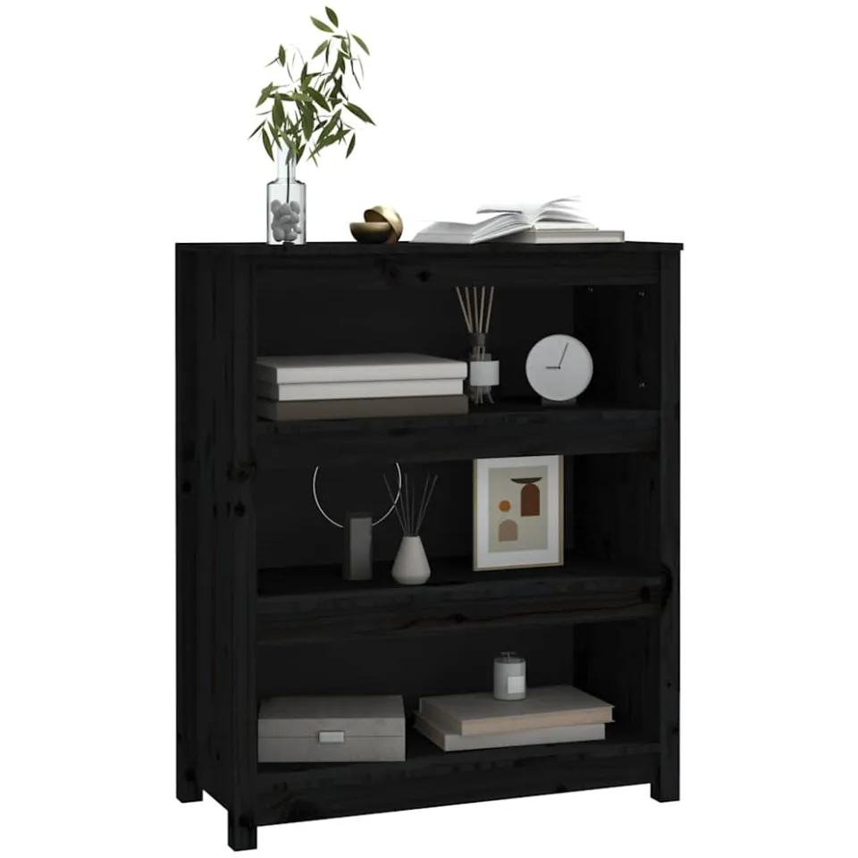 vidaXL Boekenkast 80x35x97 cm massief grenenhout zwart