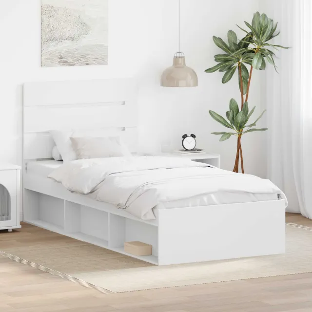 vidaXL Bedframe met hoofdeinde Wit 100 x 200 cm Massief grenenhout