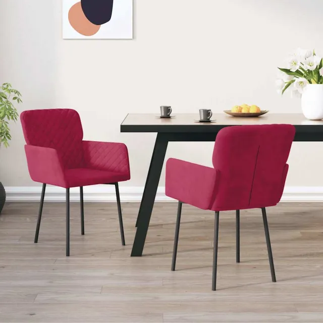 vidaXL Eetkamerstoelen 2 st fluweel wijnrood, foto 2