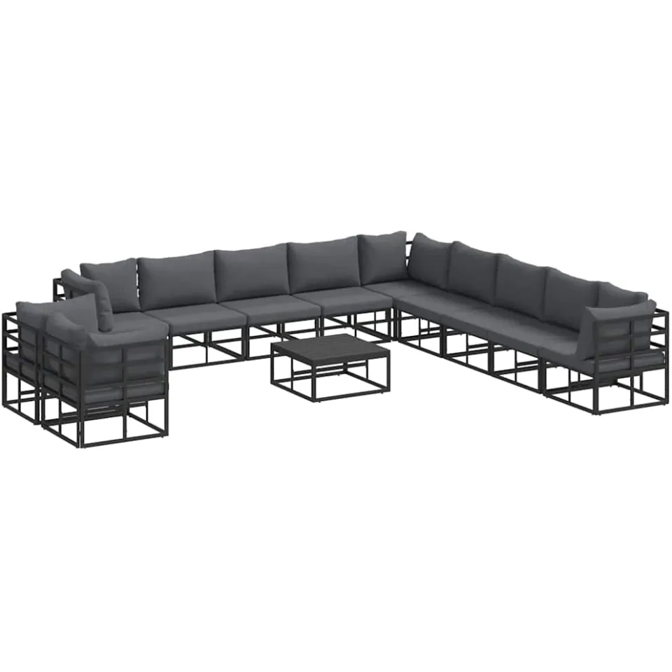 vidaXL Tuinbankenset 12 st Zwart Aluminium