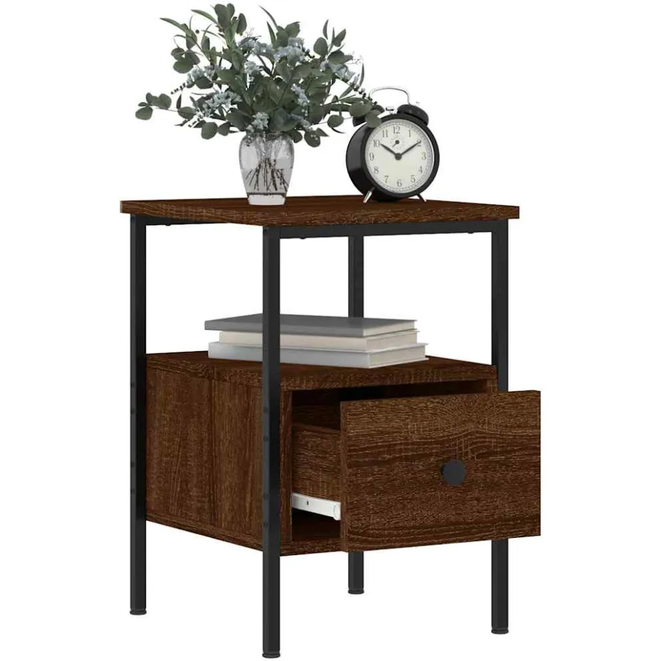 vidaXL Nachtkastjes 2 st 34x36x50 cm bewerkt hout bruin eikenkleur, foto 4