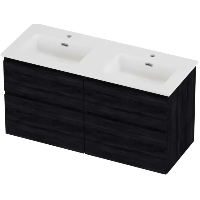 Proline Tribute Badmeubelset Porselein Elegant 2 Kraangaten 120x46x62 cm Mat White Black Oak Eiken
