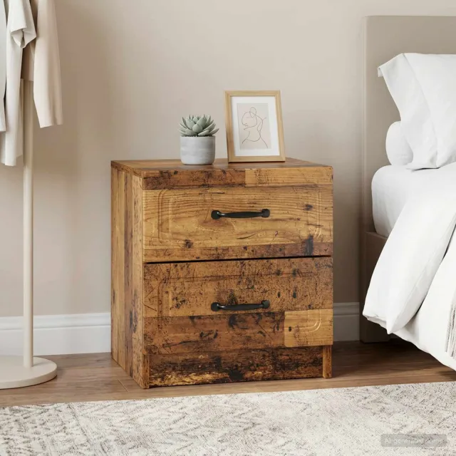vidaXL Nachtkastje 2 st Oud hout 43 x 34,5 x 44,5 cm Bewerkt hout bruin, foto 2