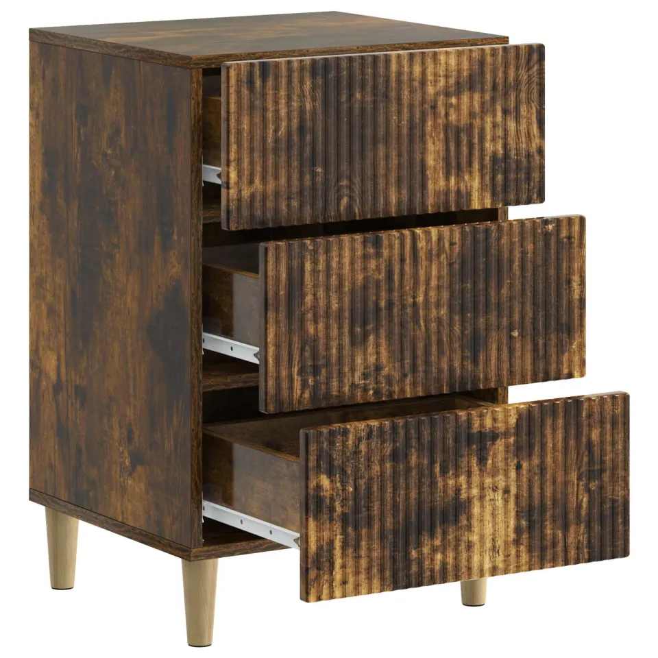 vidaXL Nachtkastje Gerookt eiken 43 x 41 x 66,5 cm Bewerkt hout Bruin