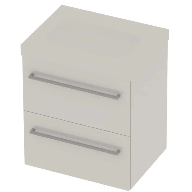 Basic-Line Moby 46 Badmeubelset Polystone Zonder Kraangat 60x46x66 cm Ice White Mat Wit