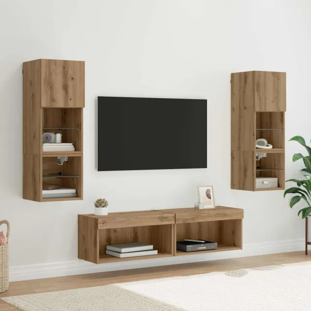 vidaXL TV-wandmeubel 6 st Artisan Eiken Bewerkt hout Bruin