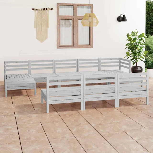 vidaXL 10-delige Loungeset massief grenenhout wit, foto 2