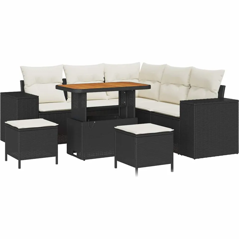 vidaXL Tuin Sofa Set 8 st Zwart poly rattan