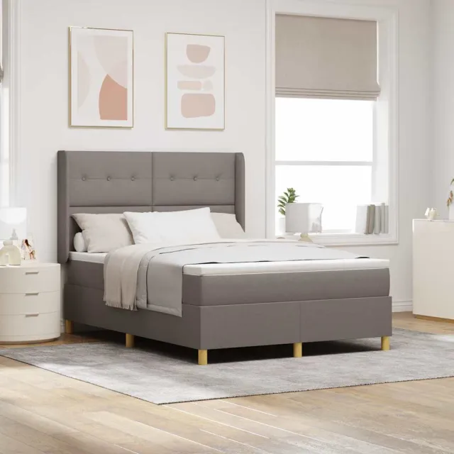 vidaXL Boxspringbed met LED-stripverlichting Taupe 140 x 190 cm Stof