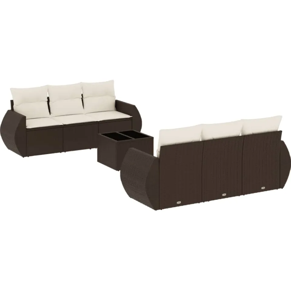 vidaXL 7-delige Loungeset met kussens poly rattan bruin, foto 3