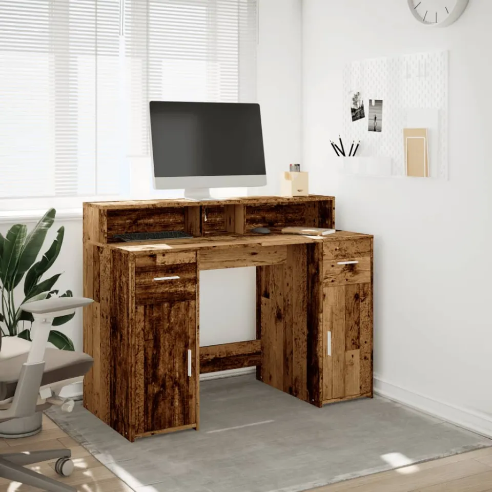 vidaXL Desk Oud hout 120 x 55 x 91 cm Engineered wood bruin, foto 2