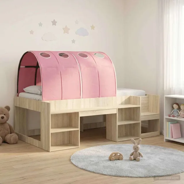 vidaXL Bedframe met tunnel 3 st Sonoma eiken en roze Bewerkt hout Bruin