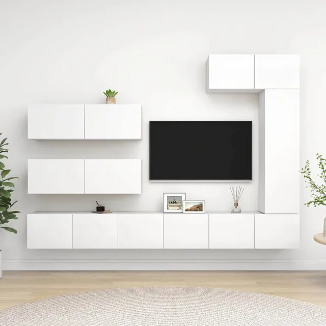 vidaXL 7-delige Tv-meubelset bewerkt hout wit, foto 2