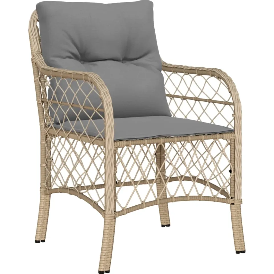 vidaXL 7-delige Tuinset met kussens poly rattan gemengd beige