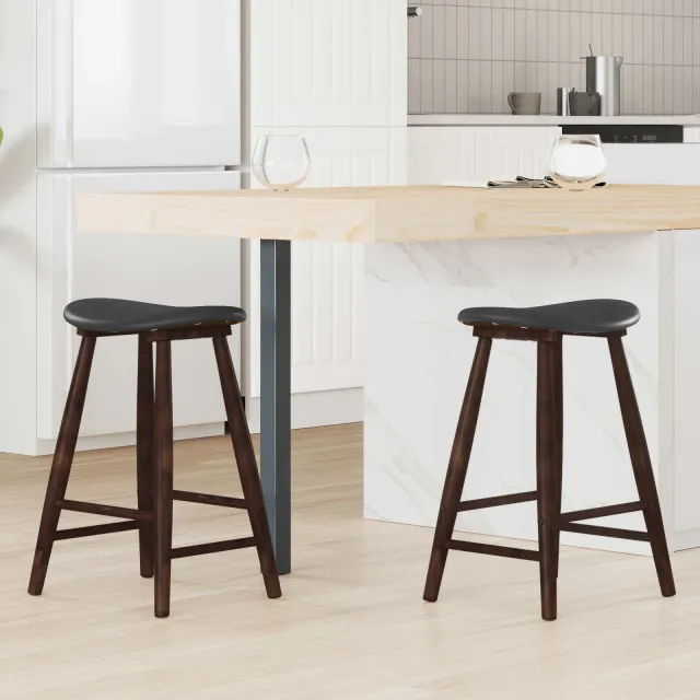vidaXL Eettafelstoelen 2 st Massief Rubberhout Licht Bruin