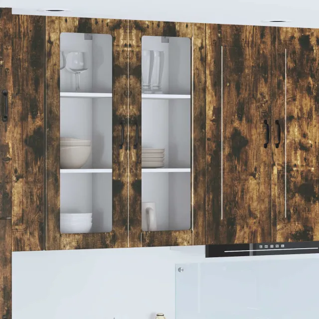 vidaXL Wandglas cabinet PORTO Gerookt eiken 40 x 31 x 100 cm Bruin