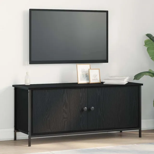 vidaXL TV-kast 100 x 35 x 45 cm Zwart Eiken Bewerkt hout
