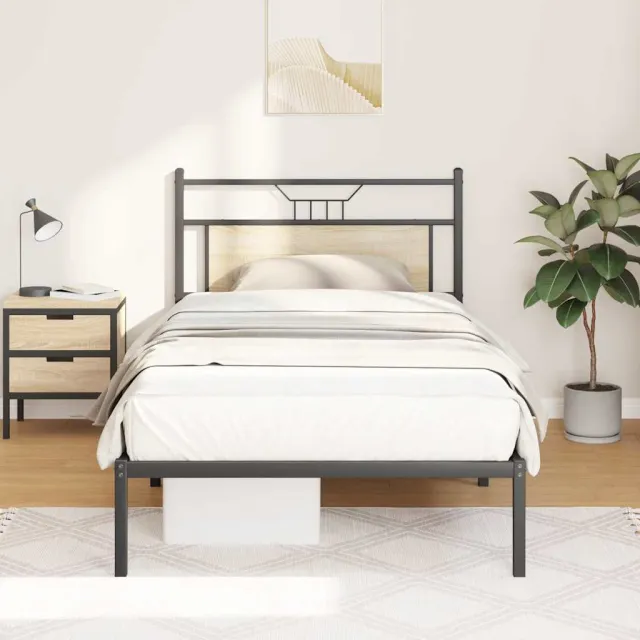 vidaXL Bedframe zonder matras 107x203cm spaanplaat sonoma eikenkleurig