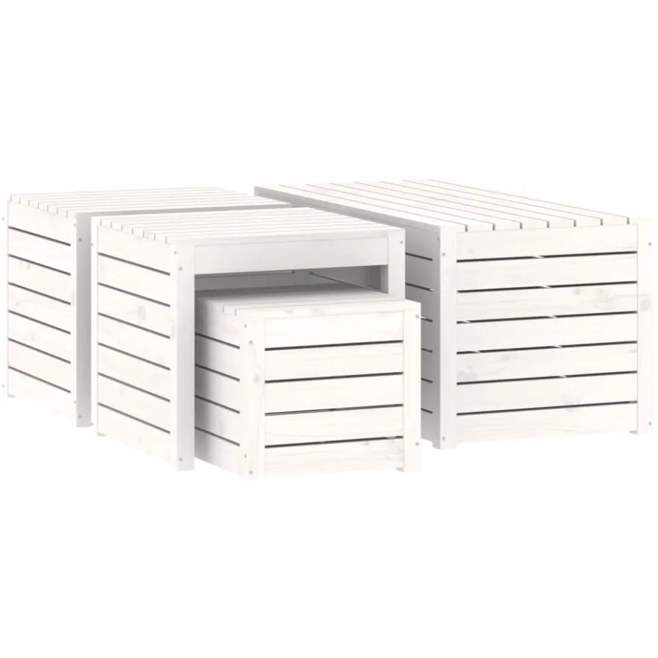 vidaXL 4-delige Tuinboxset massief grenenhout wit, foto 4