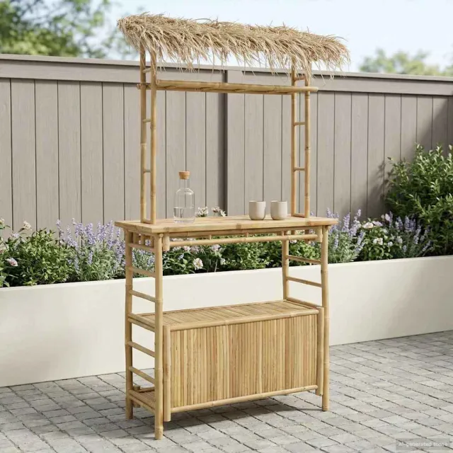 vidaXL Buiten Bartafel Naturel 110 x 50 x 209 cm Bamboe, foto 2