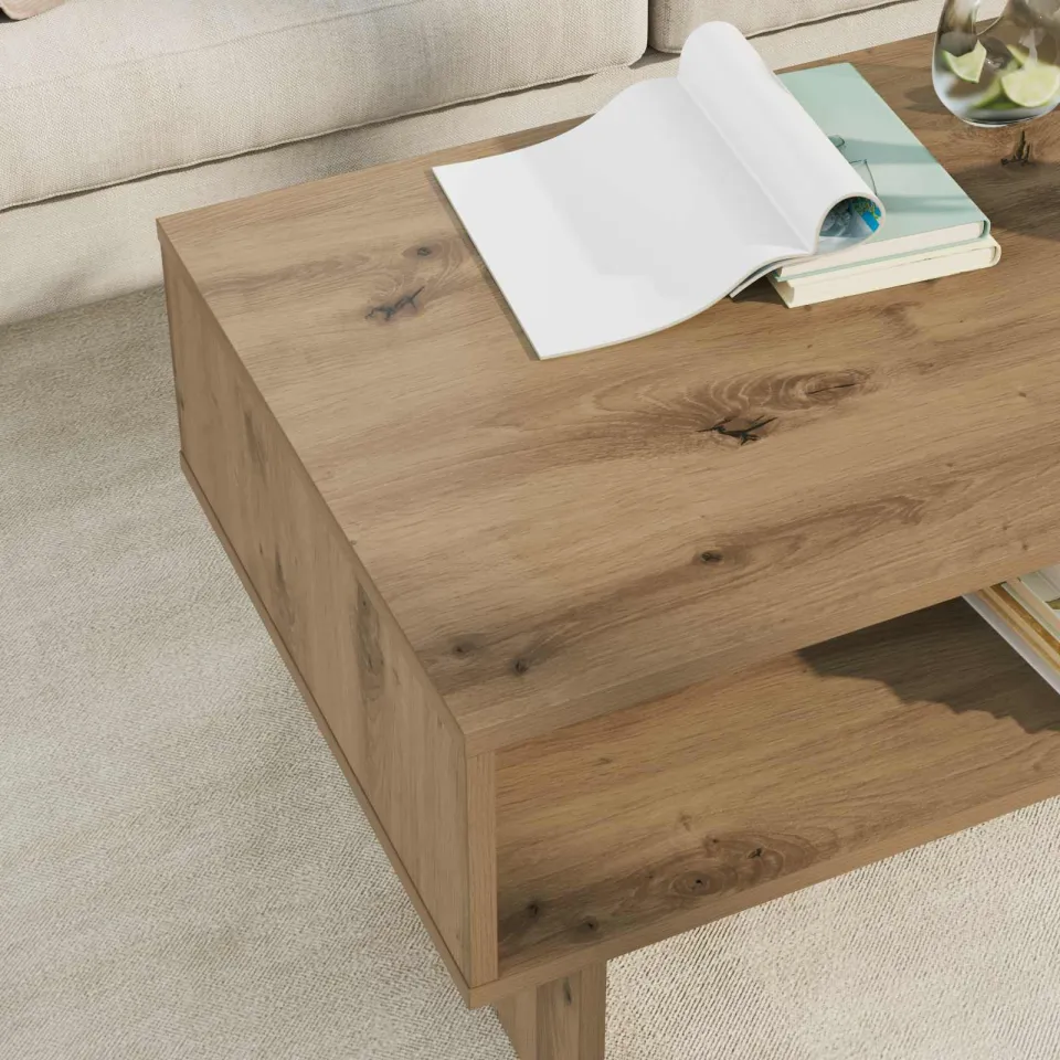 vidaXL Salontafel Artisan Eiken 80 x 46 x 35 cm Bewerkt hout, foto 4