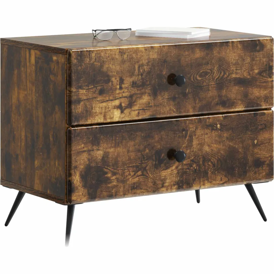 vidaXL Nachtkastje Gerookt eiken 62 x 34,5 x 47,5 cm Bewerkt hout Bruin