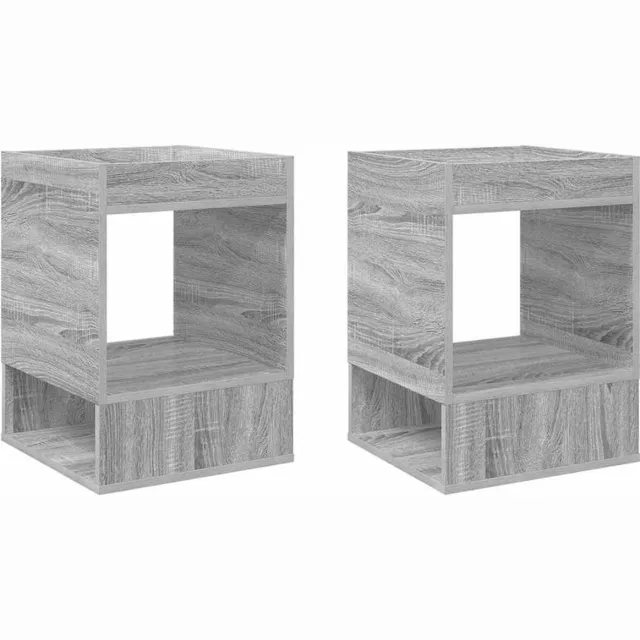vidaXL Bijzettafel - 2 - st - Grijs - Sonoma - 40 - x - 40 - x - 56 - cm - Bewerkt - hout Grijs sonoma