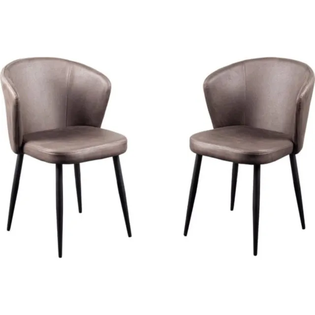 Lina Wave Eetkamerstoelen Antraciet - Set van 2 - Microfiber
