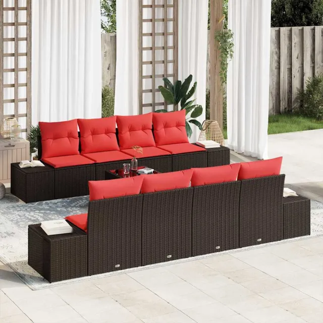 vidaXL Tuin Sofa Set 9 st Zwart poly rattan, foto 2