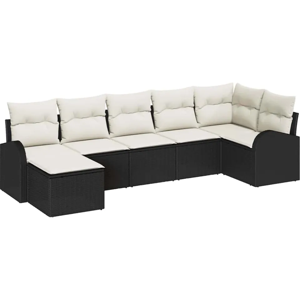 vidaXL Tuin Sofa Set 7 st Zwart [Synthetisch]: Poly Rattan