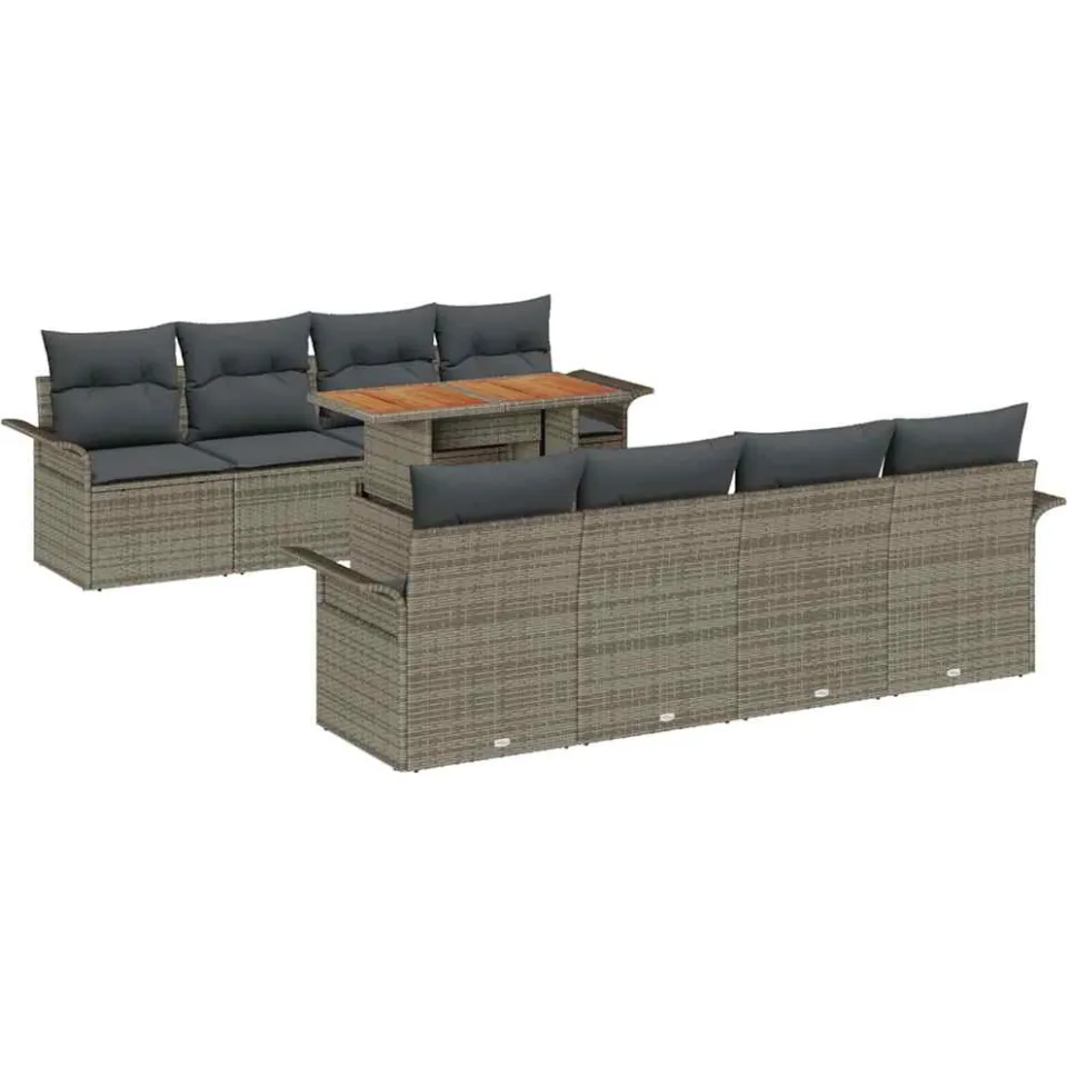 vidaXL Tuin Sofa Set 9 st Grijs Poly riet