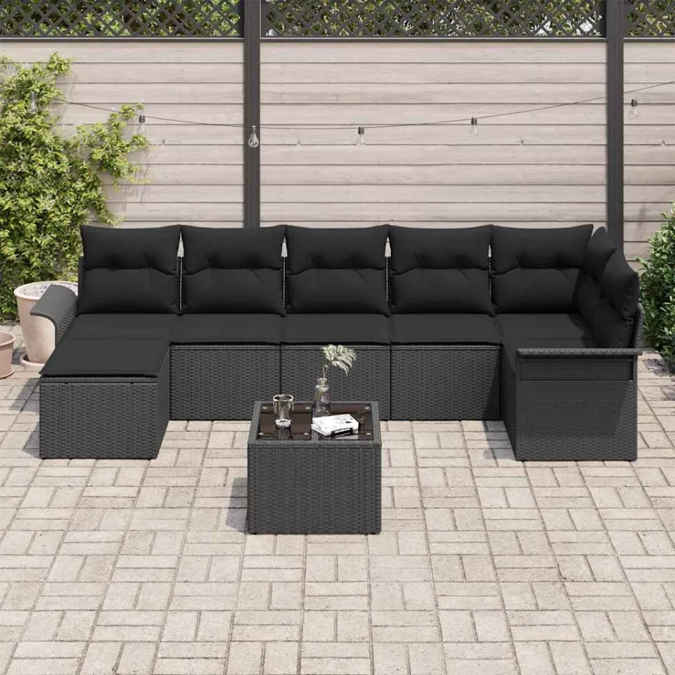 vidaXL Tuin Sofa Set 8 st Zwart poly rattan, foto 3
