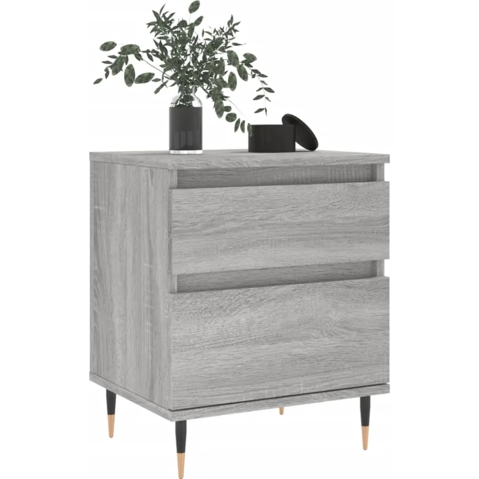 vidaXL Nachtkastjes 2 st 40x35x50 cm bewerkt hout grijs sonoma eiken