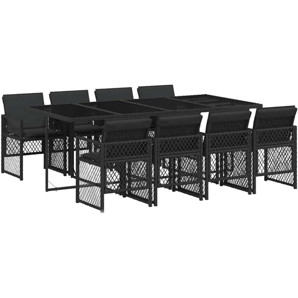 vidaXL 9-delige Tuinset poly rattan zwart
