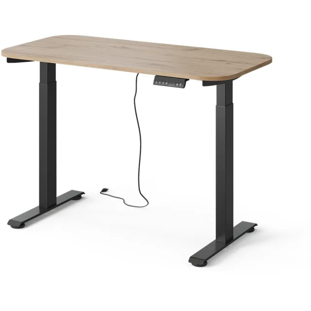 Vicco Elevate Bureau – 120 x 60 cm 2 motoren Zwart/Ambachtelijk Zwart/Artisanaal eiken
