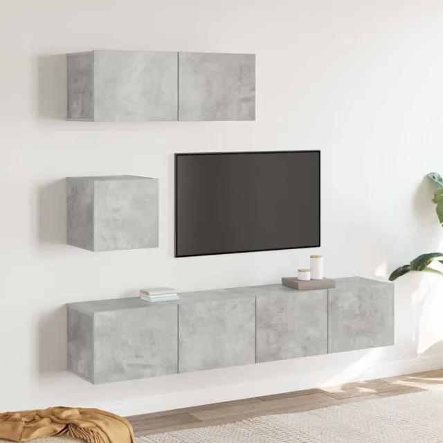 vidaXL 4-delige Tv-meubelset bewerkt hout betongrijs grijs, foto 2