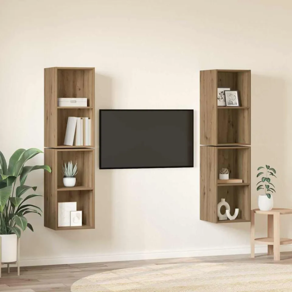 vidaXL Tv-meubelset 4 st 37 x 37 x 72 cm Artisan Eiken, foto 4
