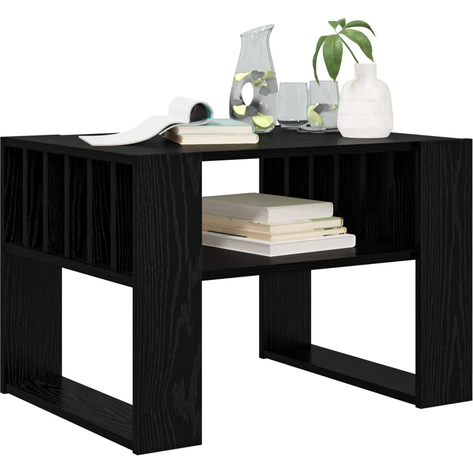 vidaXL Salontafel Zwart Eiken 66 x 49,5 x 45 cm Bewerkt hout