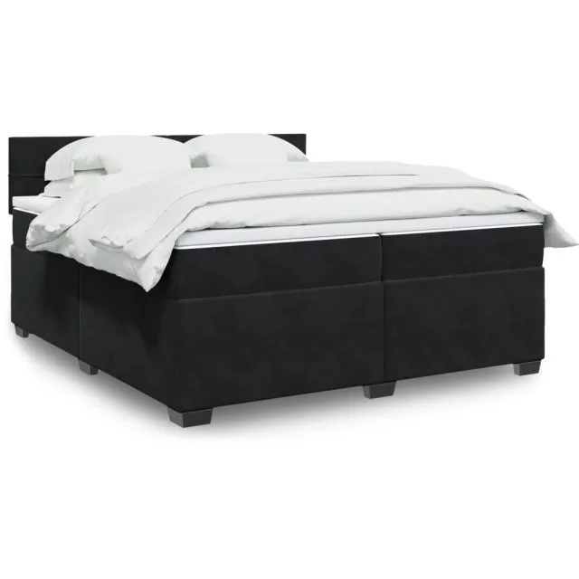 vidaXL Boxspring met matras fluweel zwart 200x200 cm