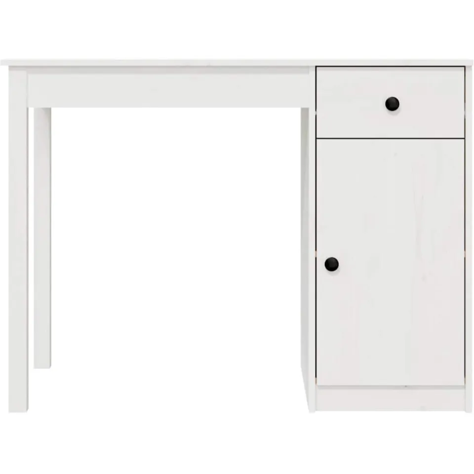 vidaXL Bureau 100x50x75 cm massief grenenhout wit, foto 4