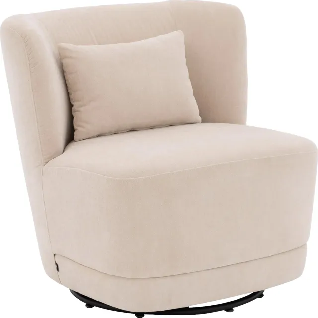 Goossens Draaifauteuil Ted, Draaifauteuil velours creme